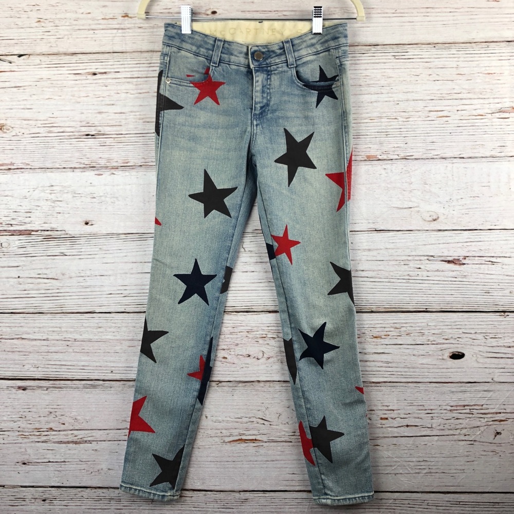 Stella McCartney Multi Color Star Print Jean Sz 25 - Picture 4 of 14